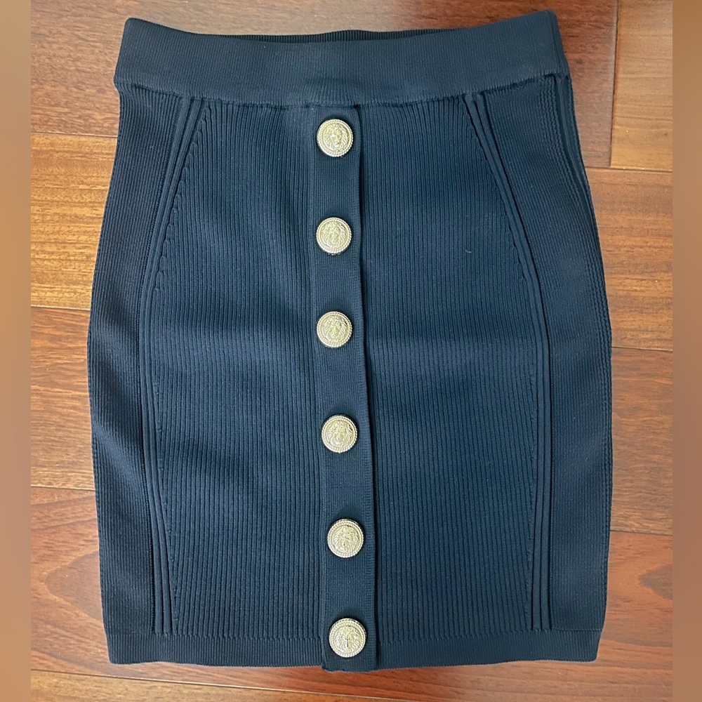 Navy Blue Rib-Knit Pencil Skirt NWOT, M